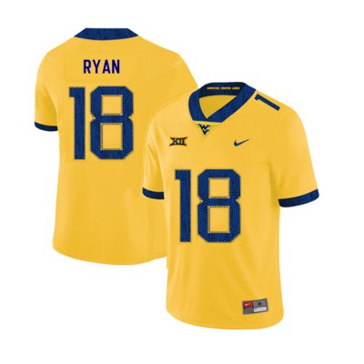 Men's West Virginia Mountaineers NCAA #18 Sean Ryan Yellow Authentic Nike 2019 Stitched College Football Jersey GG15B20GJ